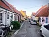Rudkøping ligg i Utkant-Danmark og er trua av fråflytting, og mange hus forfell – noko dette biletet ikkje er eit godt døme på. Alle foto: Hallgeir Opedal