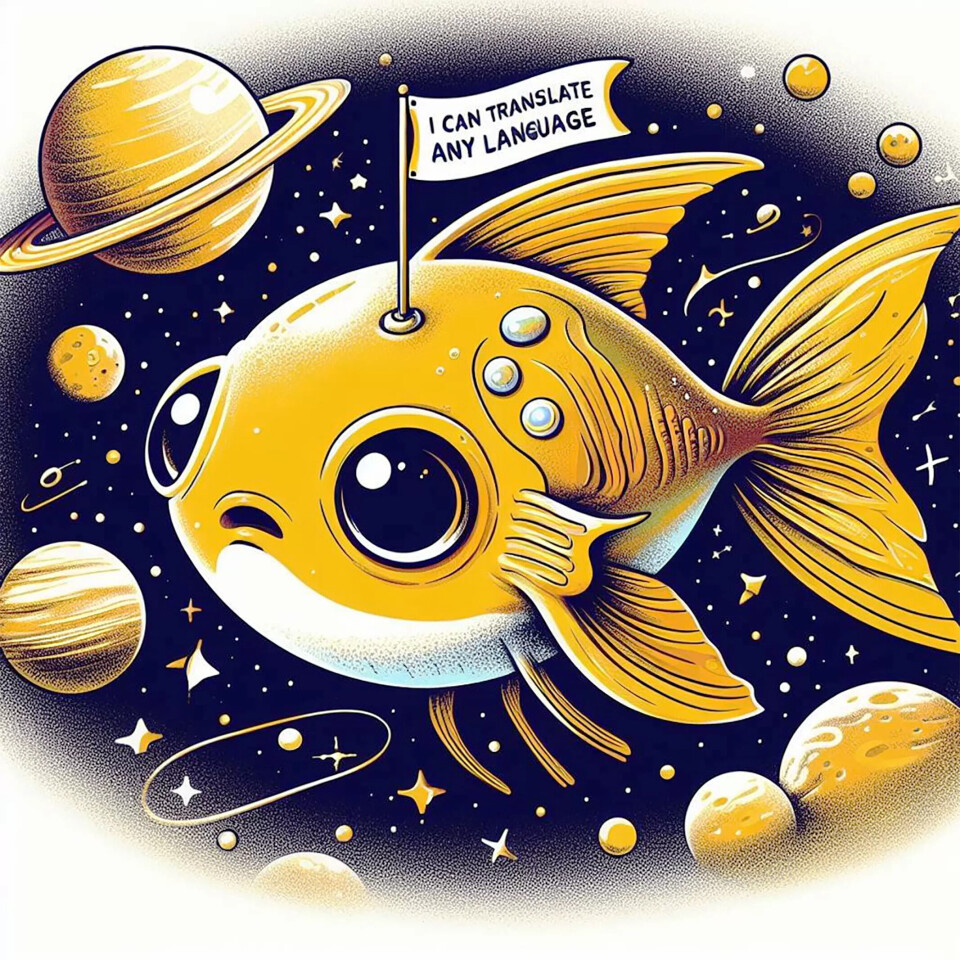 Ein babelfisk er liten og gul og kan omsetja all verdas språk om ein puttar han i øyret til eit menneske. Fisken dukka opp i Douglas Adams’ science fiction-serie Haikerens guide til galaksen. Ein babelfisk er liten og gul og kan omsetja all verdas språk om ein puttar han i øyret til eit menneske. Fisken dukka opp i Douglas Adams’ science fiction-serie Haikerens guide til galaksen.