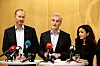 Nestleiar i Ap Trond Giske, partileiar Jonas Gahr Støre og nestleiar Hadia Tajik då dei heldt pressekonferanse etter sentralstyremøtet i fjor haust.