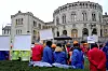 Havbruksarbeidarar demonstrerer framfor Stortinget mot den foreslåtte grunnrenteskatten i november i fjor.