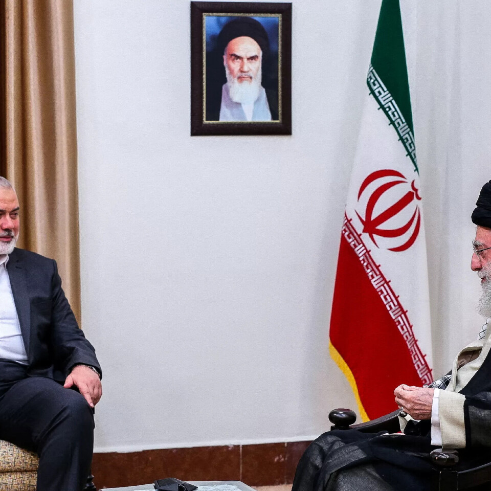 21. juni 2023: Hamas’ øvste leiar, Ismail Haniey (t.v.), møter Irans øvste leiar, Ayatollah Ali Khamenei, i Teheran i Iran. 21. juni 2023: Hamas’ øvste leiar, Ismail Haniey (t.v.), møter Irans øvste leiar, Ayatollah Ali Khamenei, i Teheran i Iran.