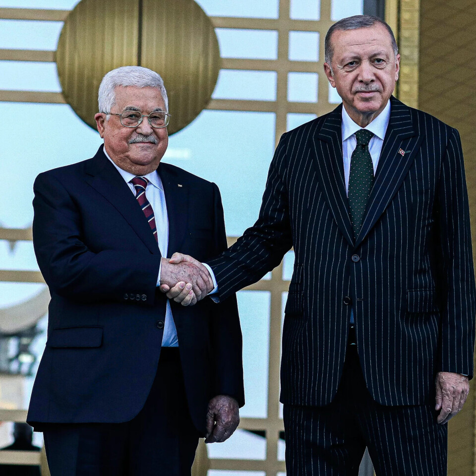 23. august 2022: Palestinas president Mahmoud Abbas (t.v.) møter Tyrkias president Recep Tayyip Erdogan i Ankara. 23. august 2022: Palestinas president Mahmoud Abbas (t.v.) møter Tyrkias president Recep Tayyip Erdogan i Ankara.