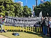 Tilhengarar av Julian Assange demonstrerer i Hyde Park i Sydney i mai i år.