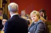 Statsminister Jonas Gahr Støre (Ap) og Erna Solberg (H) i spørjetimen på Stortinget onsdag i førre veke.