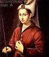 I 1534 gifte sultanen seg med den ukrainske slavinna Roxelana. Alle samtidige portrett av ho er vestlege fantasiportrett. Dette maleriet av ein ukjend kunstnar er no i Jak Amran-samlinga i Istanbul.