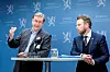 Finn Arnesen (t.v.) leier utvalet som granskar Nav-skandalen. Førre månad la han fram fyrste delrapport for arbeids- og sosialminister Torbjørn Røe Isaksen (H).