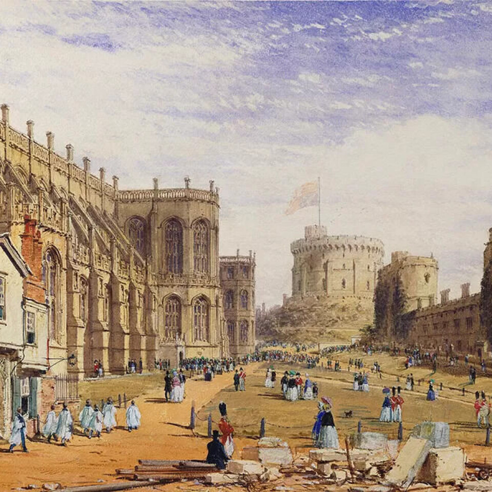 St. George’s Chapel (t.v.) i Windsor Castle måla av Joseph Nash kring 1846. St. George’s Chapel (t.v.) i Windsor Castle måla av Joseph Nash kring 1846.