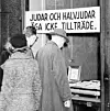 ANTISEMITTISME: Butikkvindauget til ein bokhandlar i Stockholm i 1941.