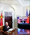 President Biden i eit nettmøte med president Xi Jinping 15. november i fjor. Forholdet mellom dei to statsleiarane er ikkje hjarteleg.