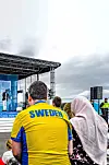 Sverigedemokraternas Jörgen Fogelklou, kommunalråd i Göteborg, innleier for Jimmy Åkesson på Frihamnsdagerna i Göteborg. Foto: Håvard Rem