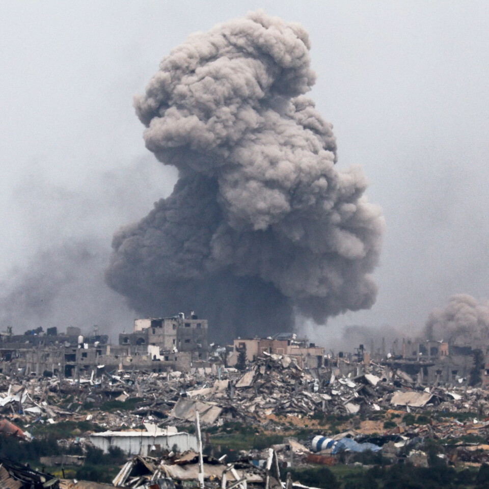 Røyk frå utbomba ruinar i Gaza fotografert frå grensa sør i Israel 17. mars 2024. Røyk frå utbomba ruinar i Gaza fotografert frå grensa sør i Israel 17. mars 2024.