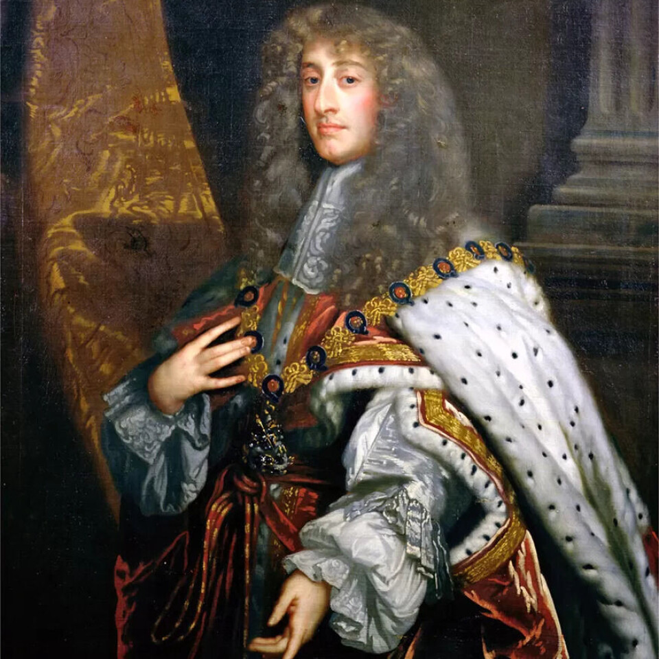 Kong Jakob II av England (1633–1701) på eit måleri av Peter Lely. Kong Jakob II av England (1633–1701) på eit måleri av Peter Lely.