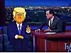 Alt før koronapandemien hadde satiren i The Late Show med Stephen Colbert blitt redusert til hån av teikneseriefigurar. Skjermdump