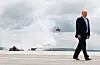 President Donald Trump på ei militærøving ved Fort Drum i New York 13. august.