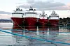 Supplyskip frå Farstad Shipping i opplag i Ålesund i fjor. Krisa i offshoreindustrien har slått hardt inn på Vestlandet, og kjem til å koste staten dyrt.