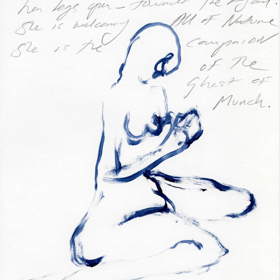 Ei skisse av «Moren» teikna av kunstnaren Tracey Emin i 2018. Einerett: Tracy Emin Ei skisse av «Moren» teikna av kunstnaren Tracey Emin i 2018. Einerett: Tracy Emin