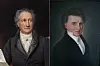 Johan Wolfgang von Goethe, malt i 1828 av Joseph Karl Steiler. Andreas Faye (1827), malt av Peter Petersen (1794–1858)