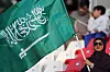 Ein tilhengjar støttar det saudiarabiske fotballaget.