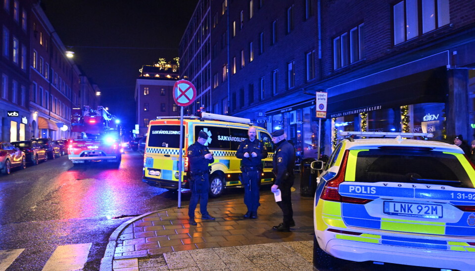 Naudetatar på staden etter melding om ein mogleg eksplosjon i Stockholm i desember 2024.
