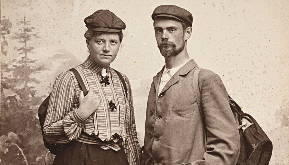 Visittkort frå 1904 med portrett av Karen Grude  (1871–1960) og Halvdan Koht (1873–1965).